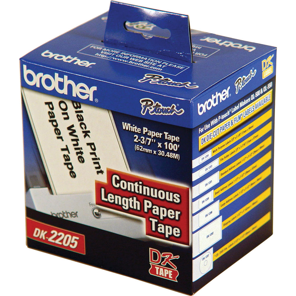 Brother DK2205 continuous paper label roll in black and white for Brother label makers — view 3