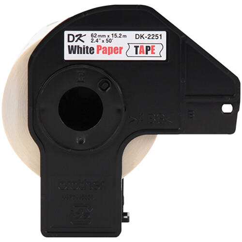 Brother DK2251 continuous length white paper label roll, 2 2/5 inch width for Brother QL printers — view 2
