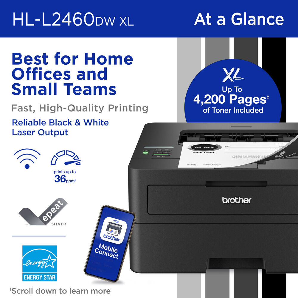 BROTHER INTL (PRINTERS) BROTHER HL-L2460DW XL PRINTER BROTHER HL-L2460DW XL MONO LASER — view 2