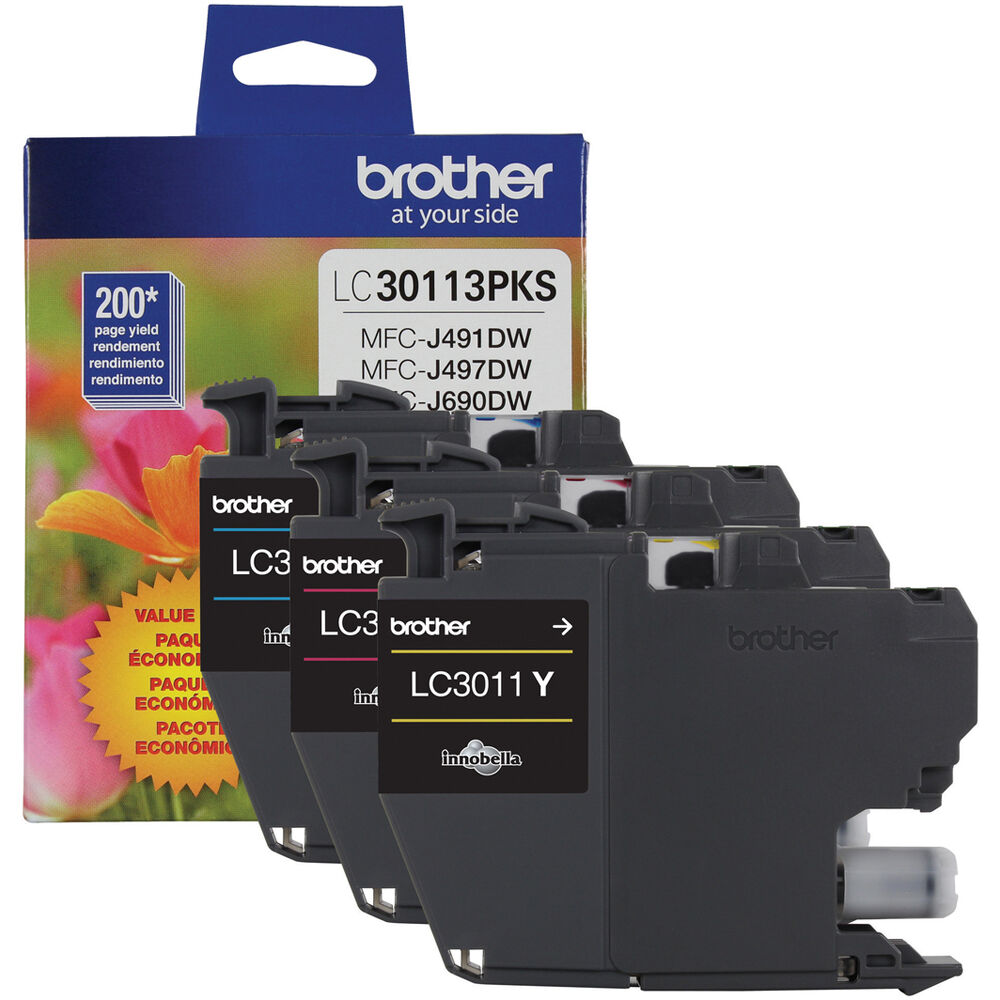Brother LC30113PKS OEM standard-yield cyan magenta yellow 3-pack ink cartridges — view 3