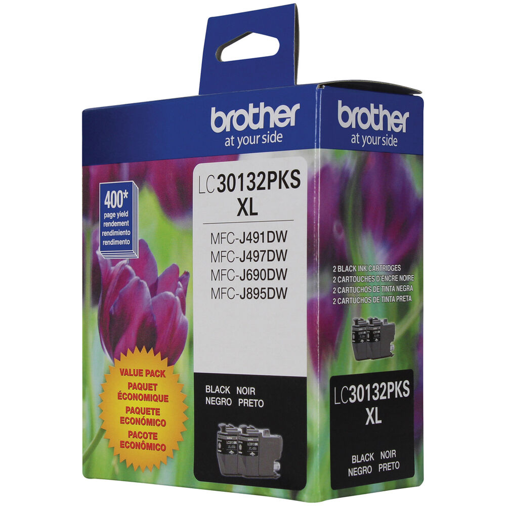 Brother LC30132PKS high-yield black ink 2-pack for compatible Brother inkjet printers — view 2