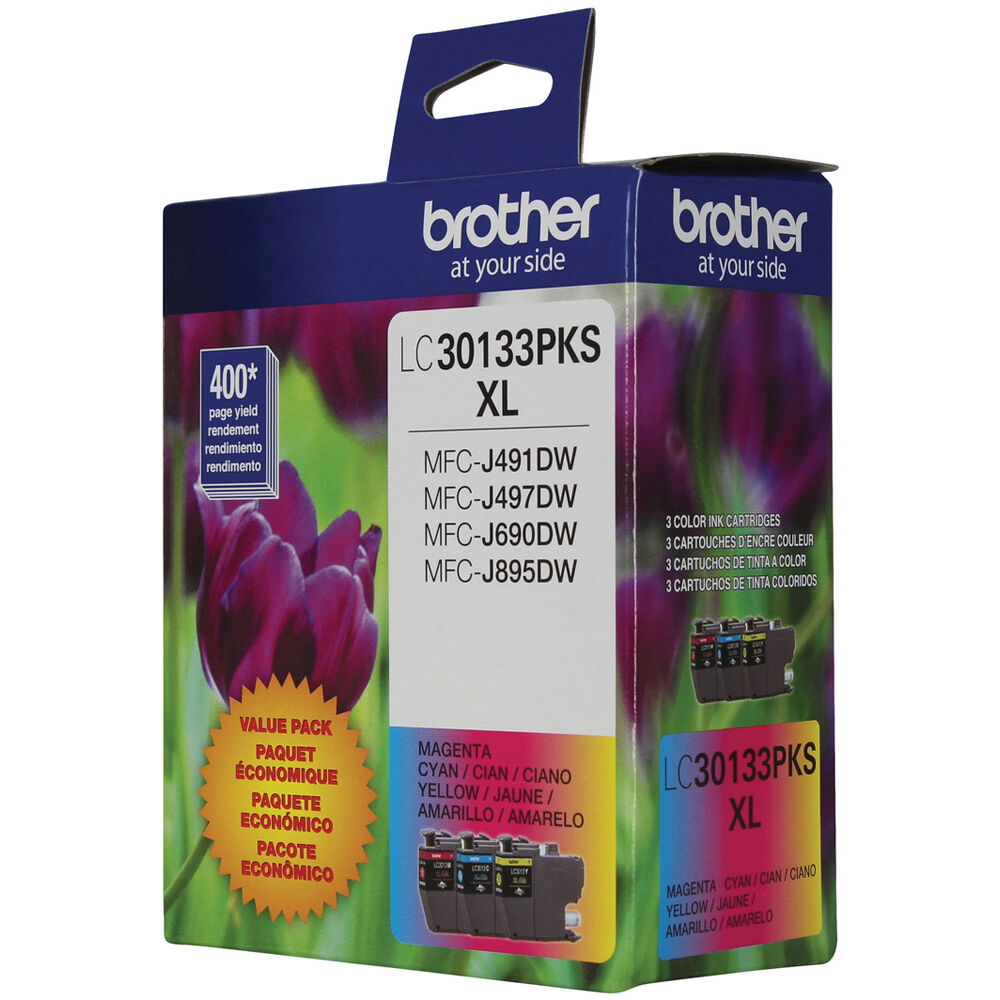 Brother LC30133PKS high-yield 3-pack color ink cartridges cyan magenta yellow — view 2