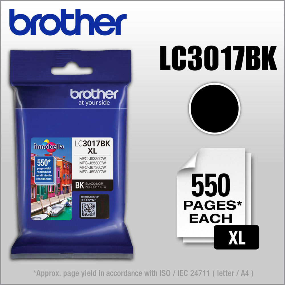 Brother LC3017BK high yield black ink cartridge for compatible Brother inkjet printers — view 4