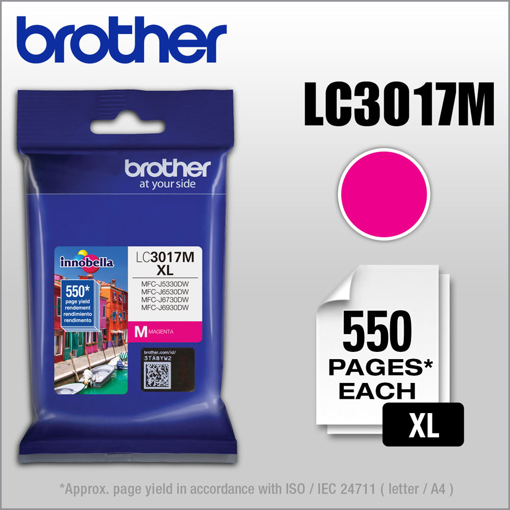 Brother LC3017M high yield XL magenta ink cartridge for select Brother inkjet printers — view 4