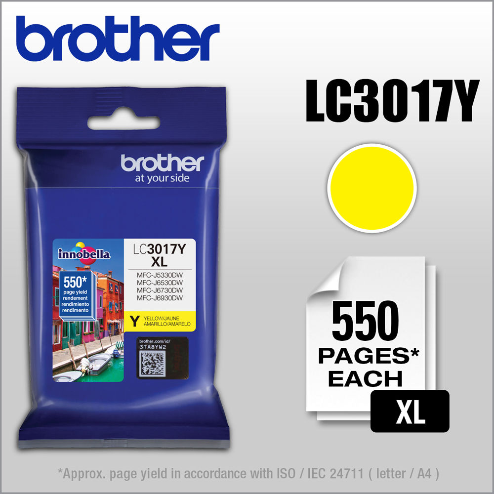 Brother LC3017Y high-yield XL yellow ink cartridge OEM supply for select Brother printers — view 4