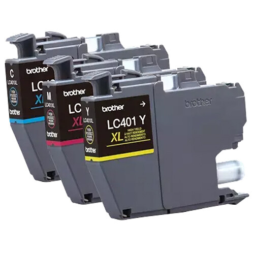 Brother LC401XL3PKS high yield color ink cartridge 3-pack with cyan, magenta, and yellow cartridges — view 2
