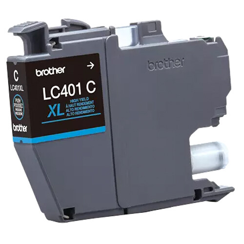 Brother LC401XLCS high yield cyan ink cartridge for compatible Brother inkjet printers — view 2