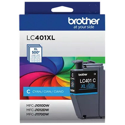 Brother LC401XLCS high yield cyan ink cartridge for compatible Brother inkjet printers — view 3