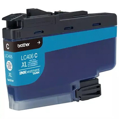 Brother LC406XLCS high yield cyan ink cartridge OEM replacement for compatible Brother inkjet printers — view 2
