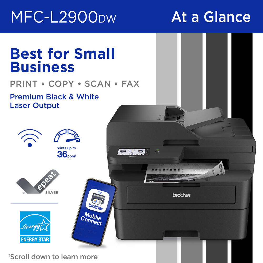 Brother MFCL2900DW monochrome wireless all-in-one printer with duplex printing — view 4