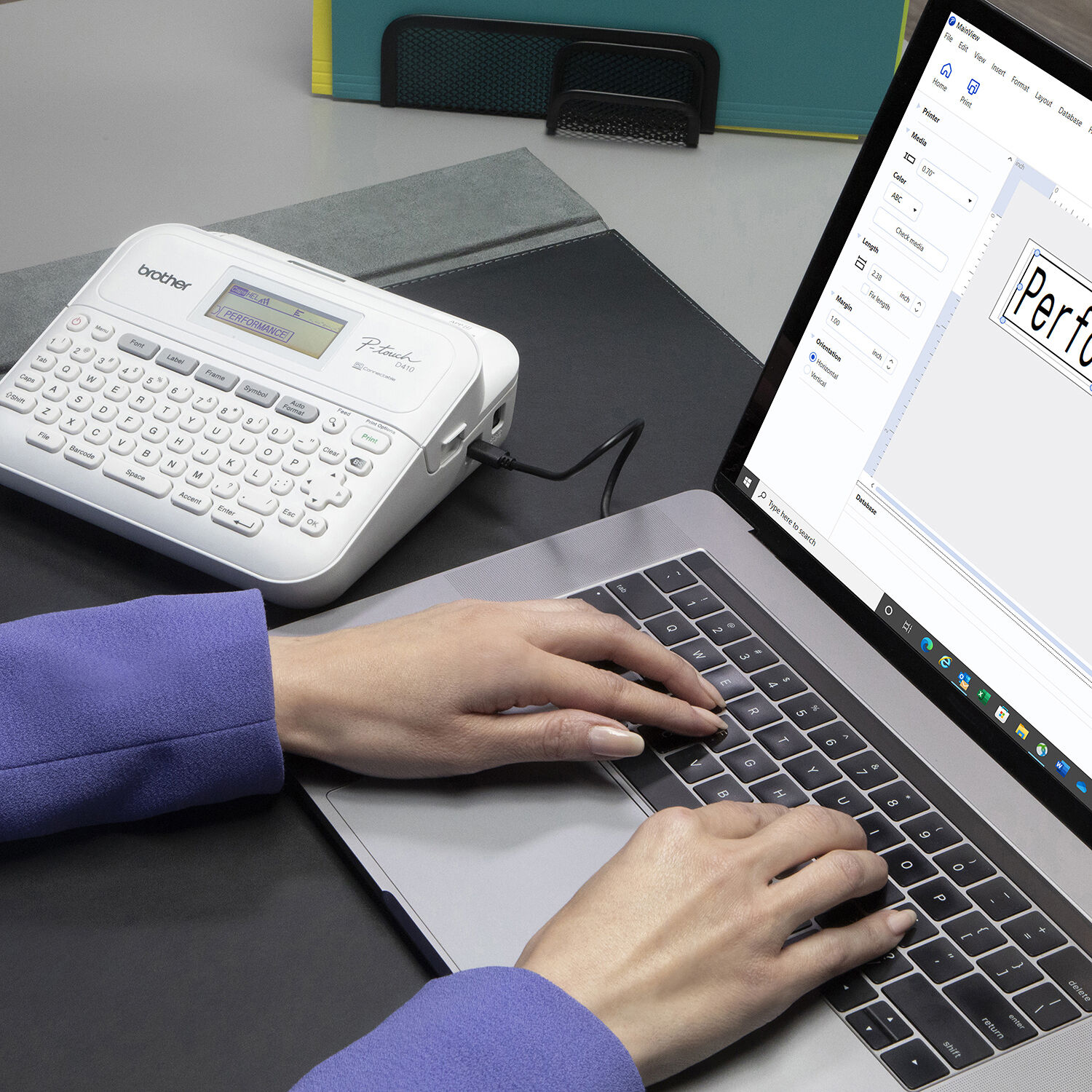 Brother P-touch PT-D410VP portable label maker for office and IT workspace labeling — view 3