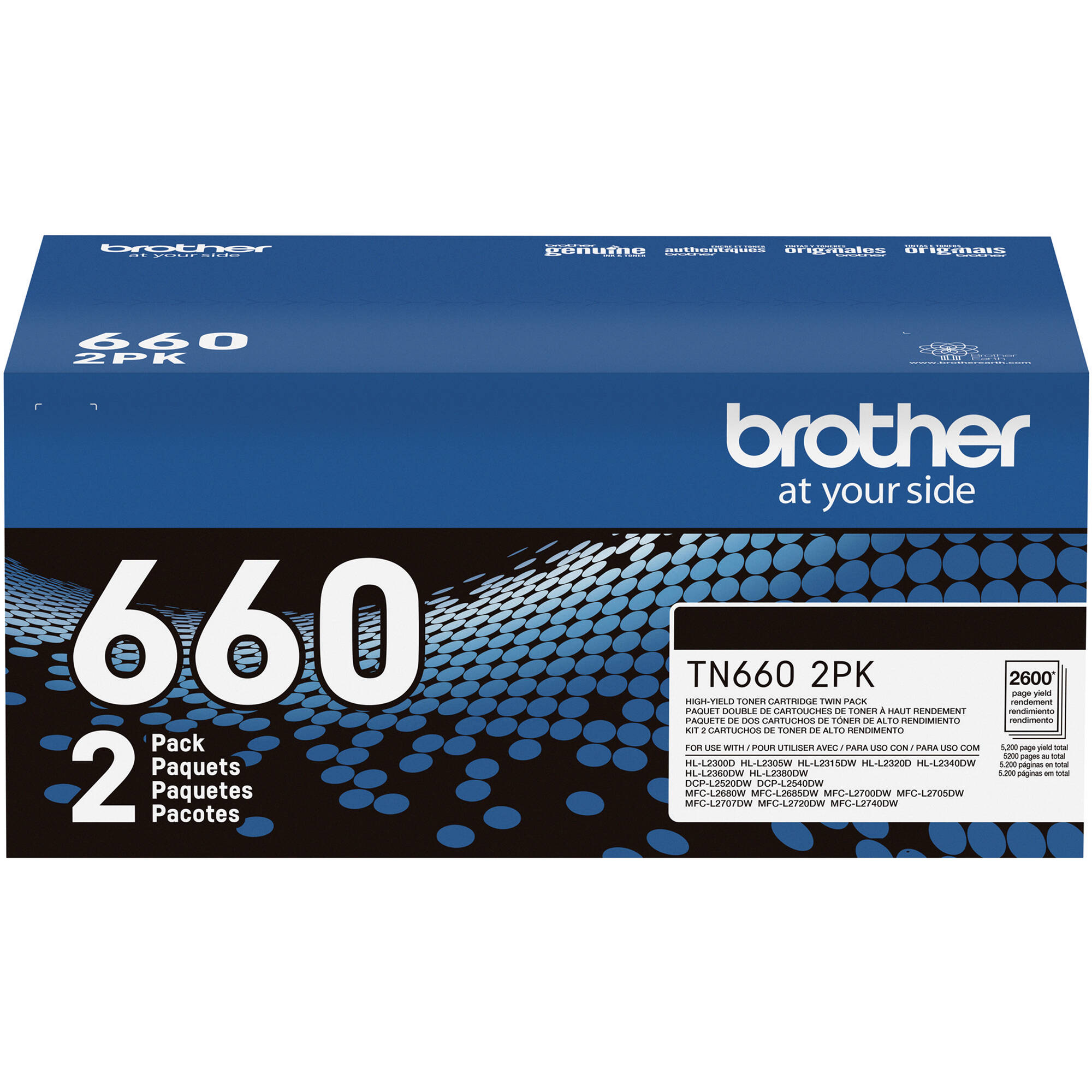 Brother TN-6602PK high-yield black toner cartridge twin pack for select Brother laser printers — view 9
