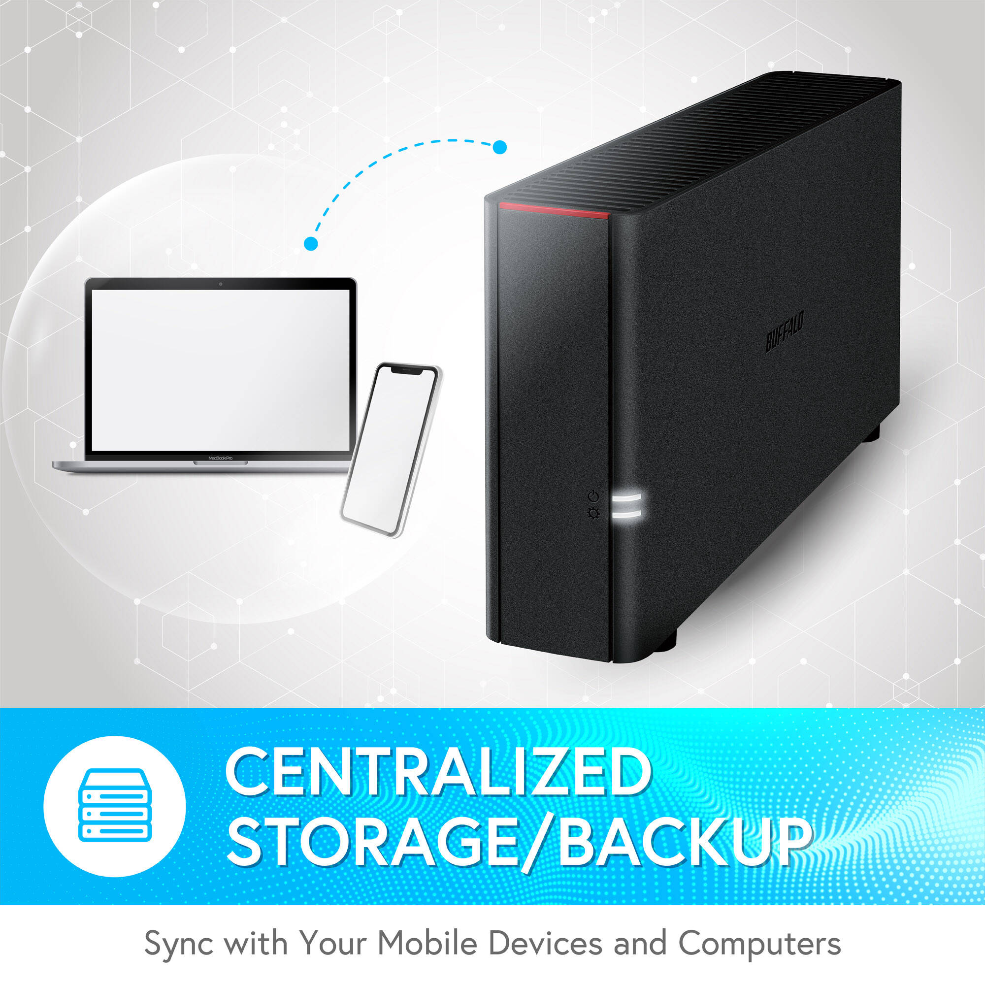 Buffalo LinkStation 210 4 TB desktop NAS personal cloud storage and media server — view 4