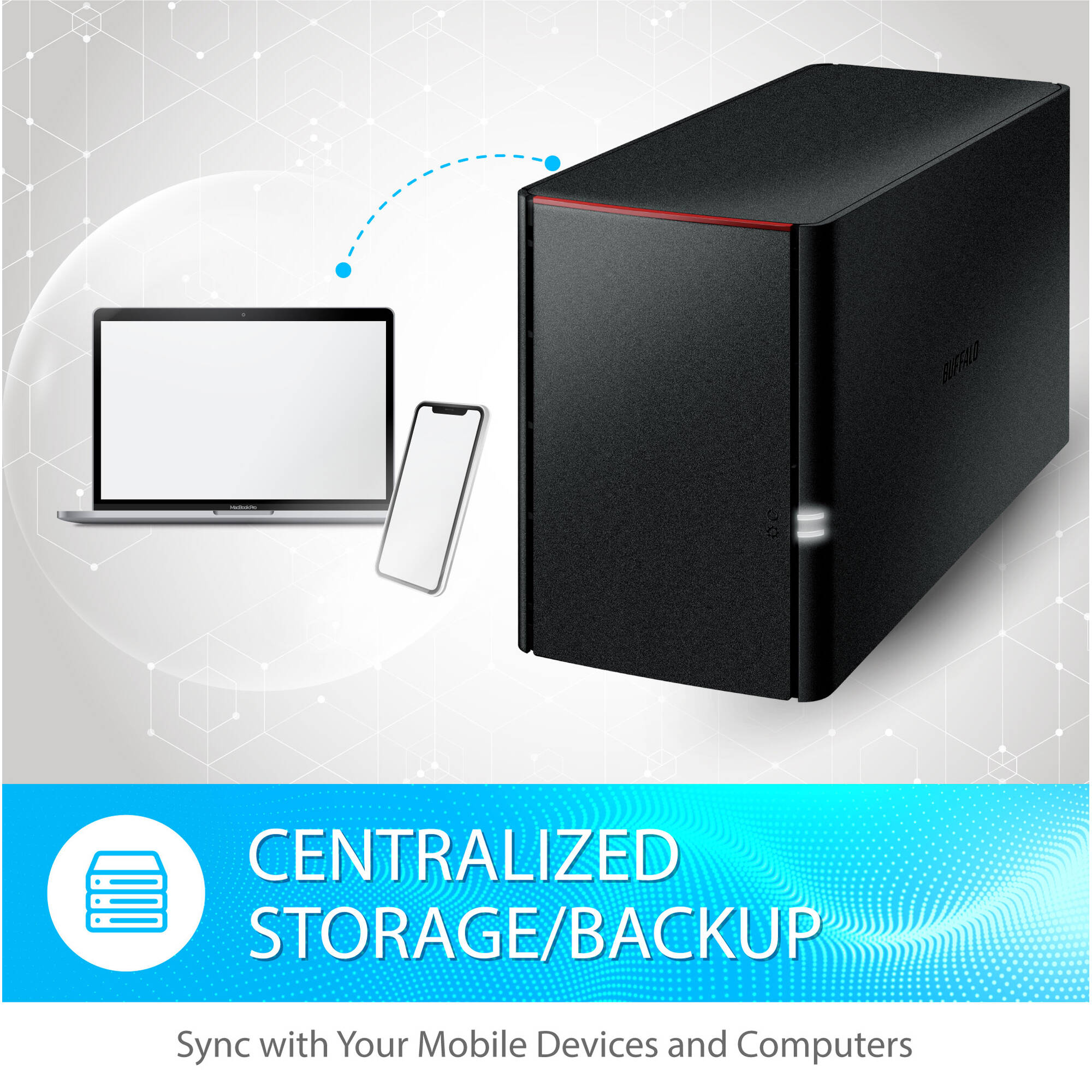 Buffalo LinkStation 220 8 TB desktop NAS with 2-drive RAID for personal cloud storage — view 5