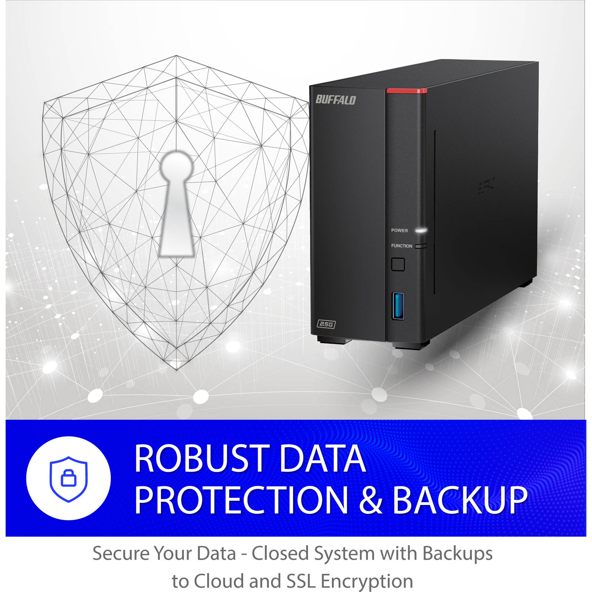 Buffalo LinkStation 710D 2TB desktop NAS with 1 bay, 2.5 GbE, and USB ports — view 10