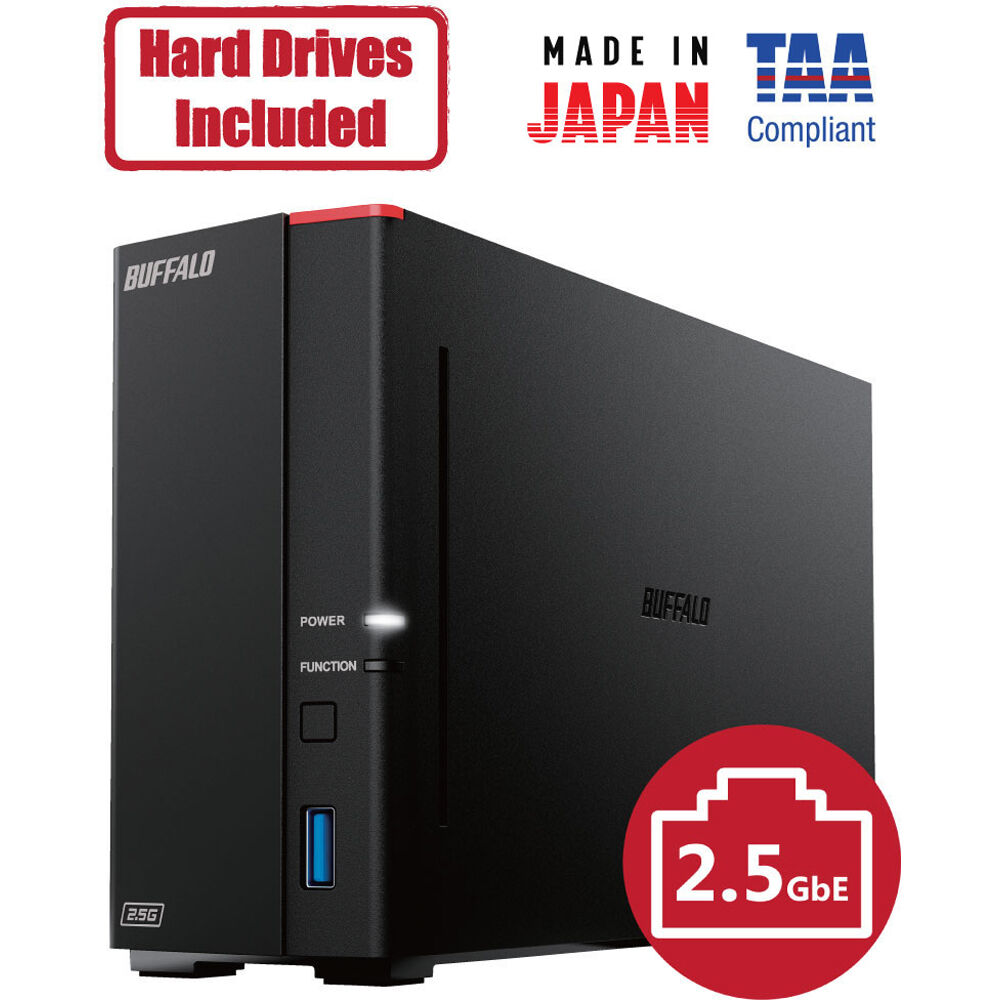 Buffalo LinkStation 710D 2TB desktop NAS with 1 bay, 2.5 GbE, and USB ports — view 5