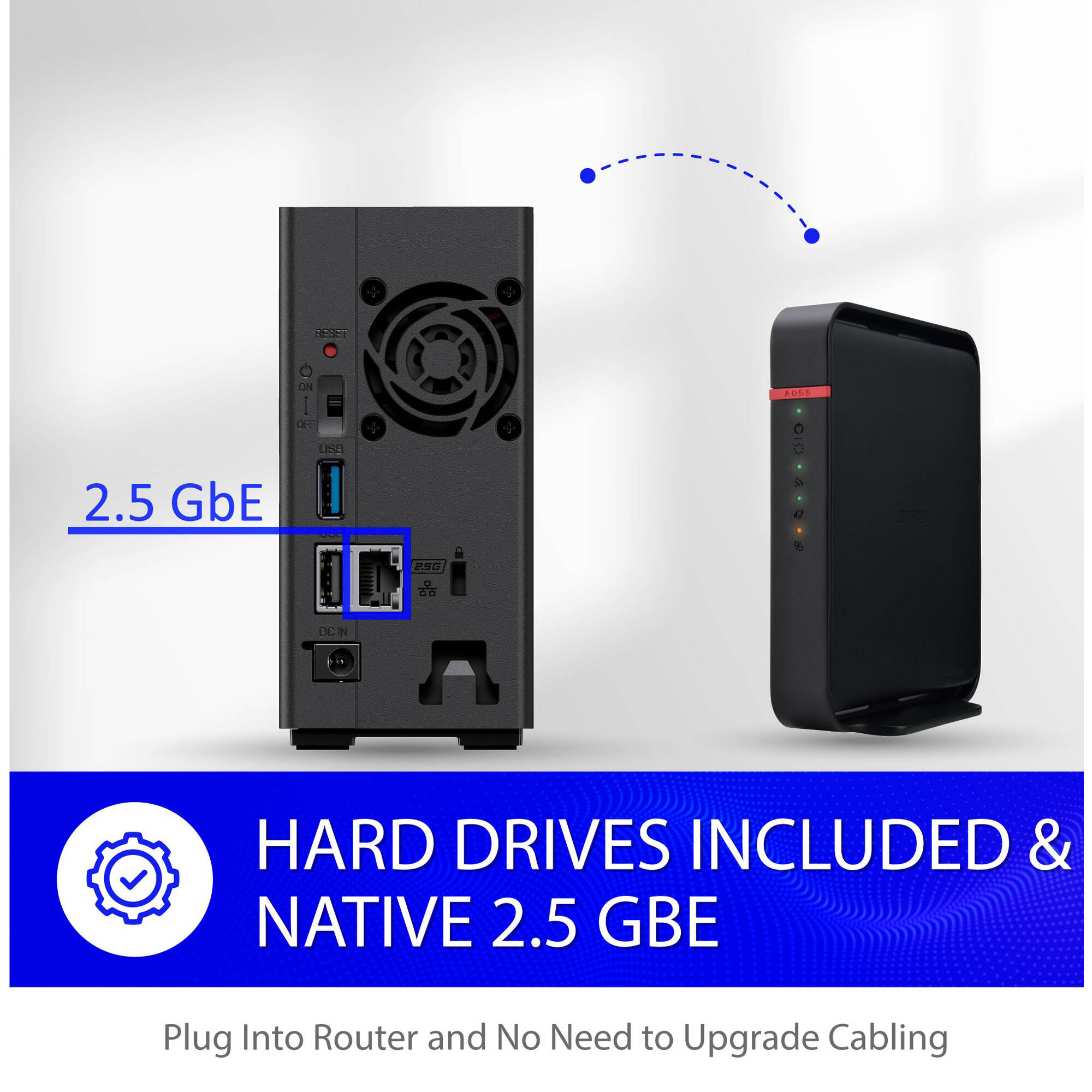 Buffalo LinkStation 710D 2TB desktop NAS with 1 bay, 2.5 GbE, and USB ports — view 7