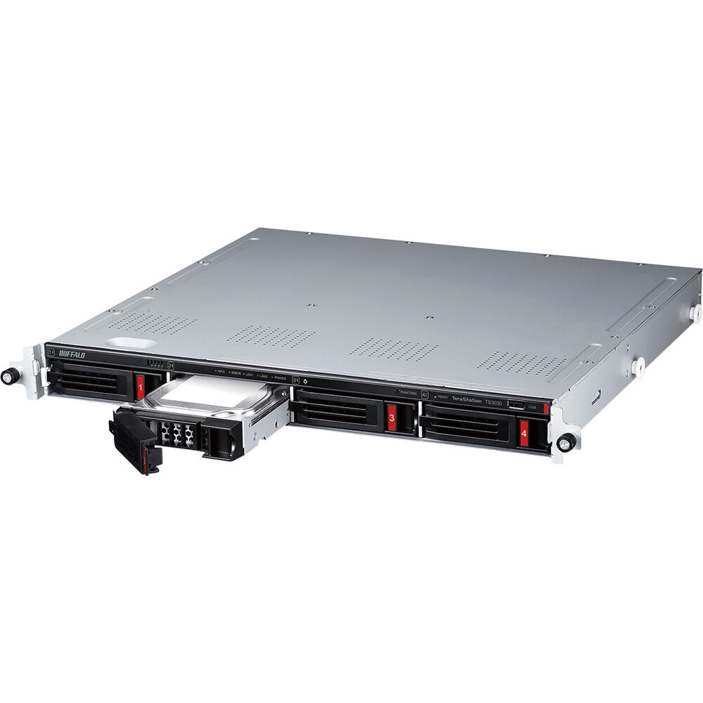 Buffalo TeraStation 3430RN 8TB 1U rackmount NAS with 2 open bays and 2.5GbE — view 2