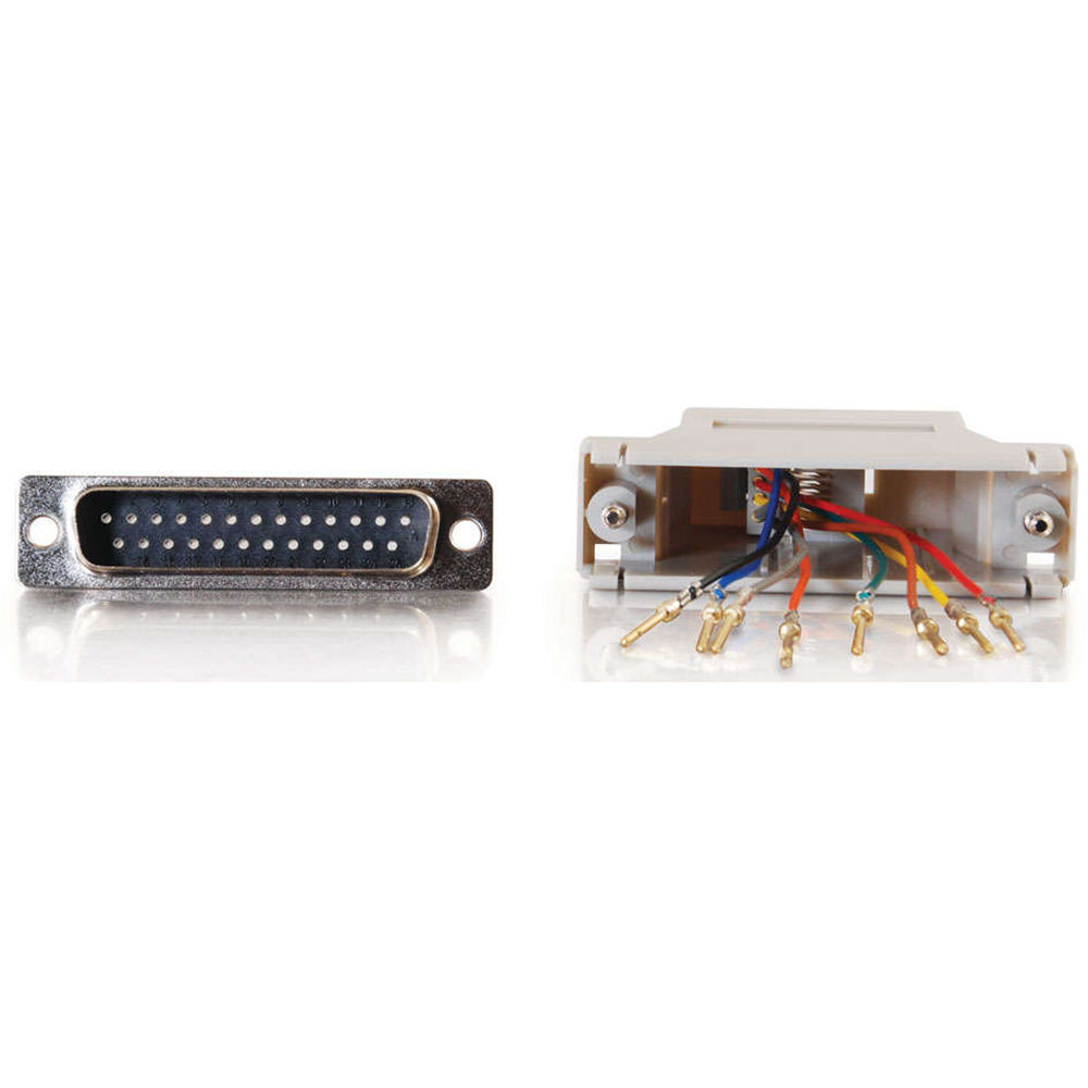 C2G modular adapter with RJ-45 left connector and DB25 right connector — view 2