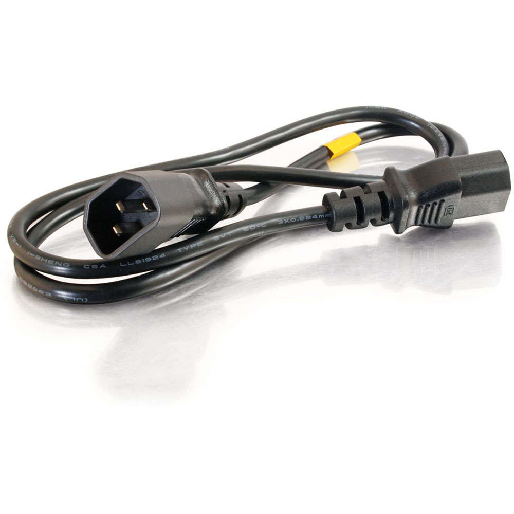 3 ft IEC C13 to C14 computer power extension cable for rack and desktop use — view 2