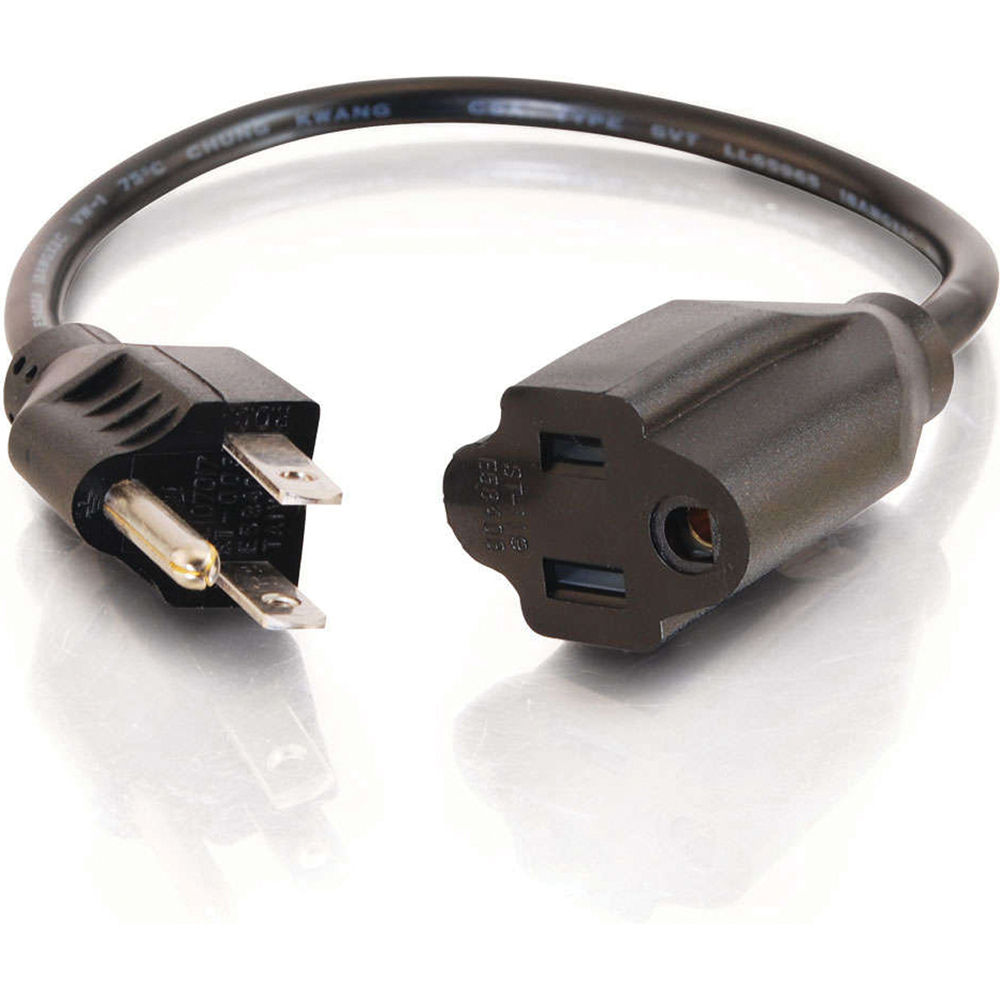 1 ft C2G outlet saver power extension cord with NEMA 5-15P to NEMA 5-15R connectors — view 2