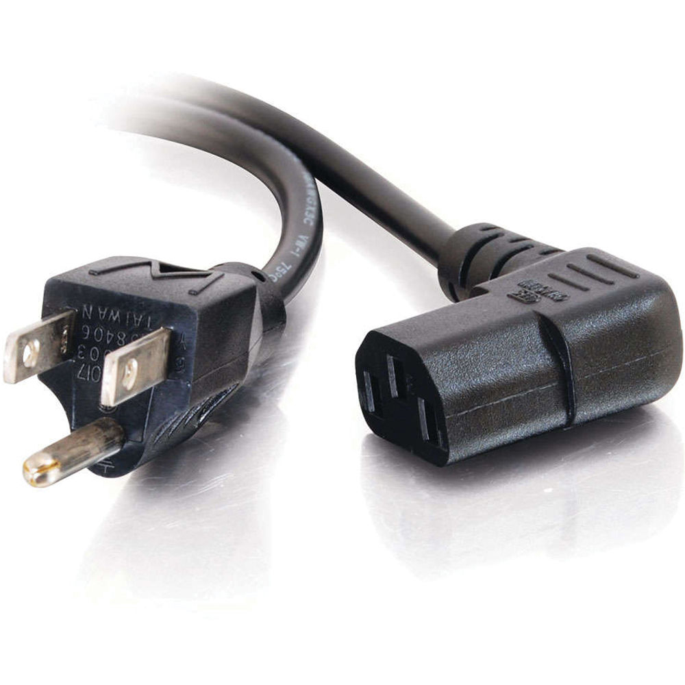 C2G 6 ft right-angle power cord with low-profile plug for PC and monitor replacement — view 2