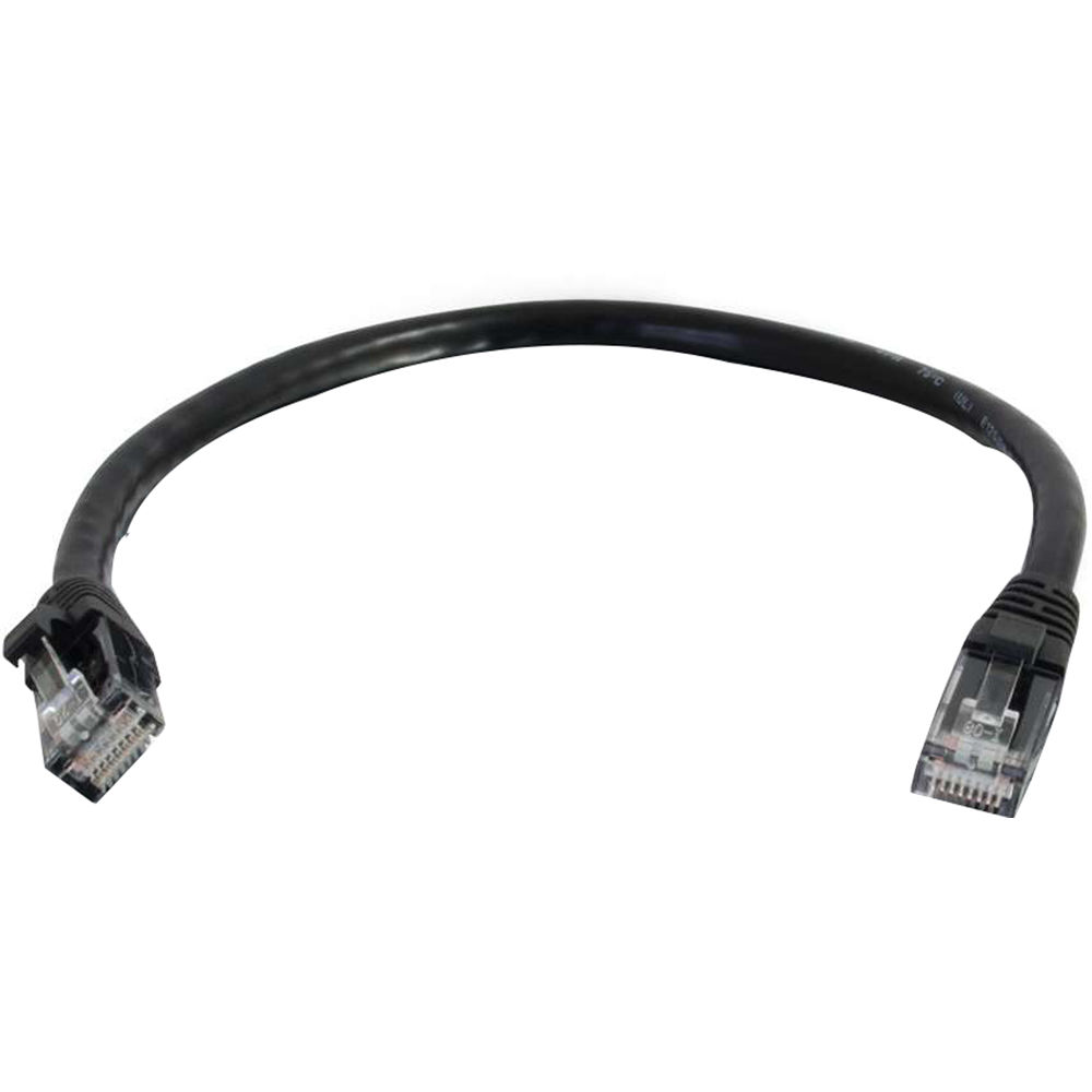 Black 2 ft C2G Cat6 snagless UTP Ethernet patch cable with RJ-45 connectors — view 2