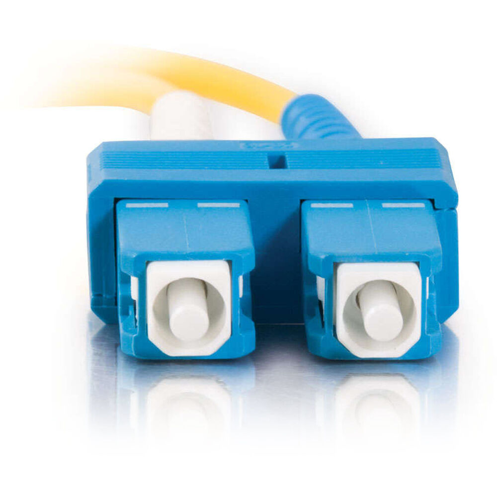 Yellow 16.40 ft single-mode fiber patch cable with SC connectors on both ends — view 2