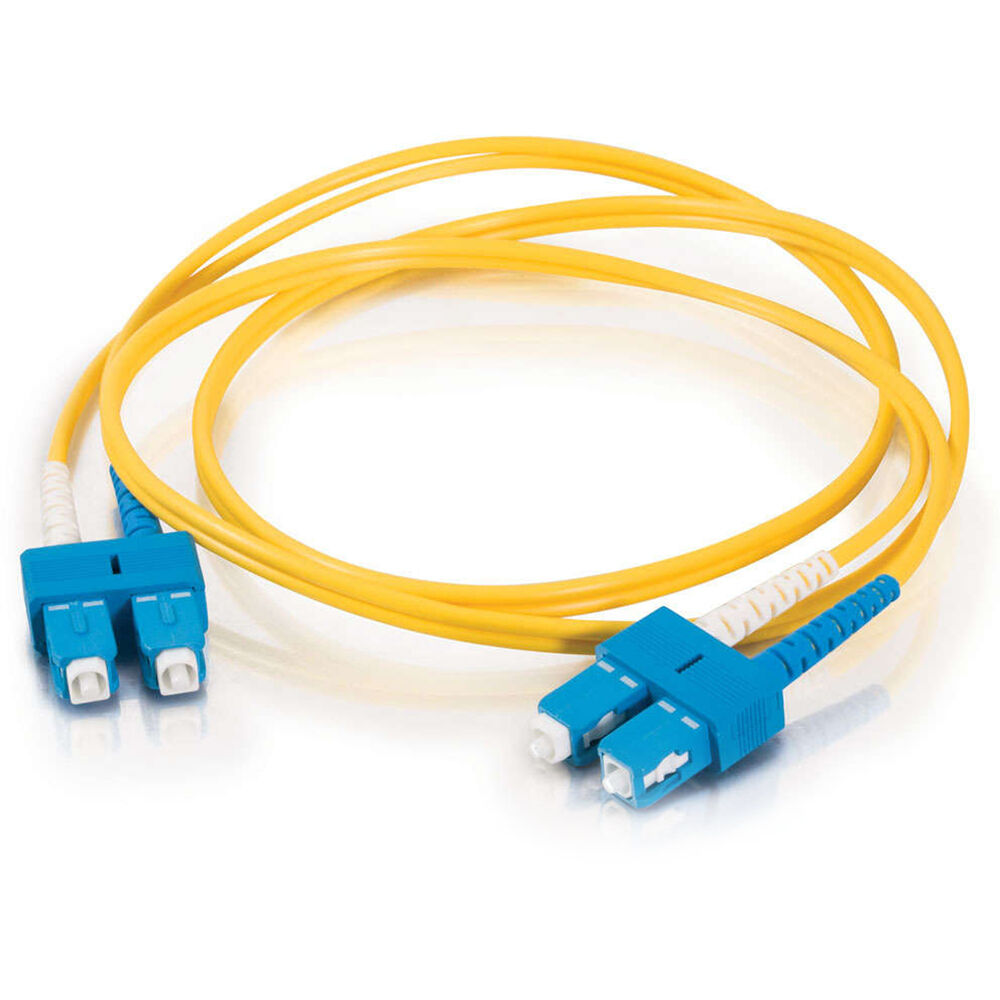Yellow 16.40 ft single-mode fiber patch cable with SC connectors on both ends — view 4