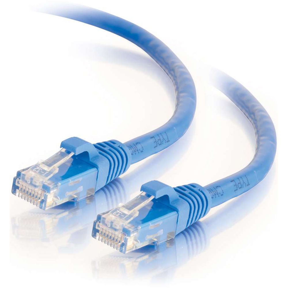 Blue 1 ft Cat6 snagless Ethernet patch cable with RJ-45 connectors — view 2