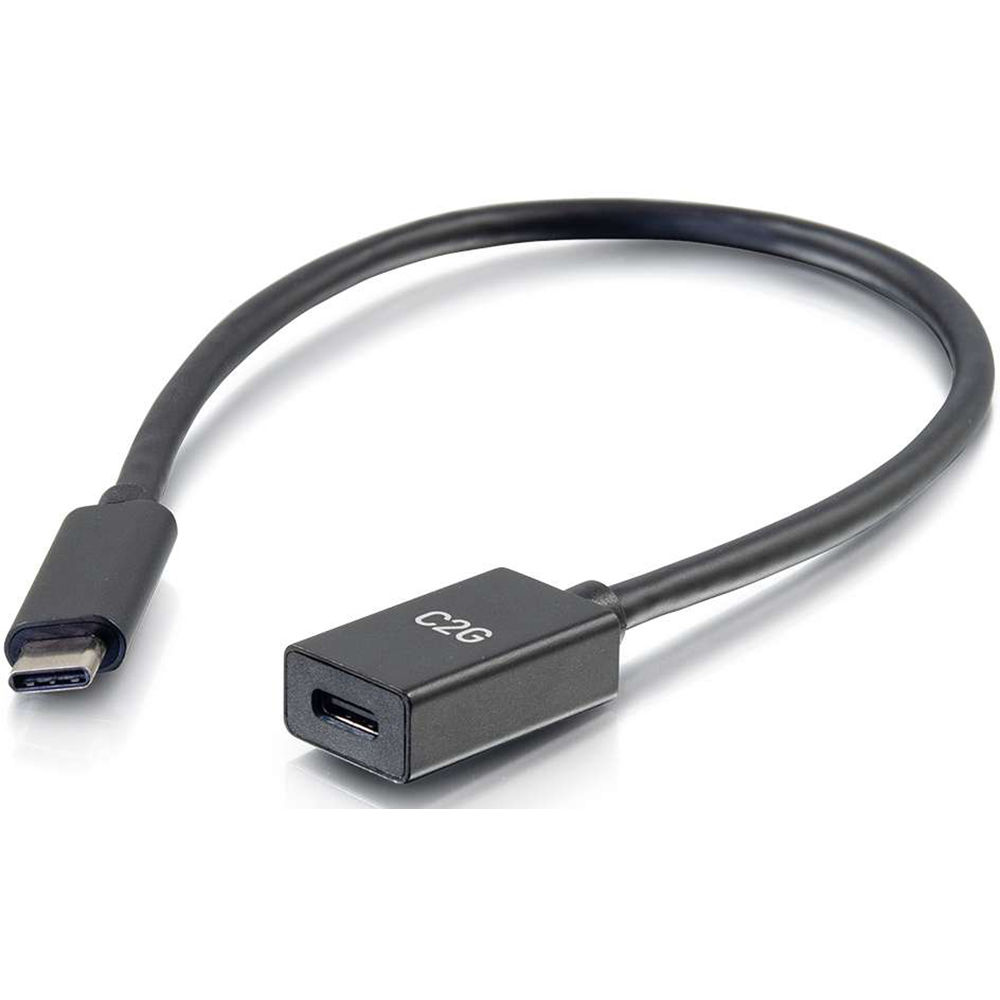 C2G 3 ft USB-C male to female extension cable, black, 10 Gbps, gold-flash connectors — view 2