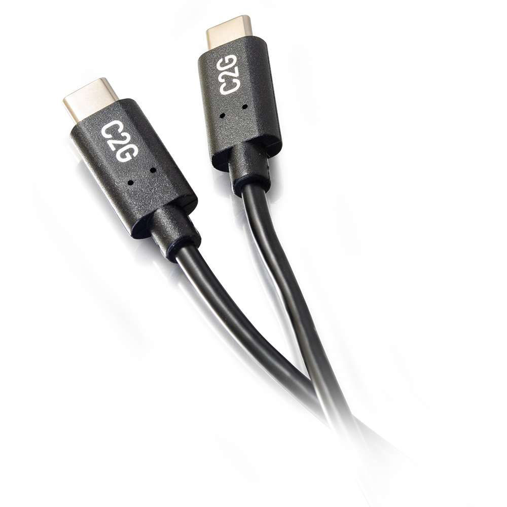Black 6 ft USB-C male to USB-C male cable for USB 2.0 data and 3 A charging — view 2