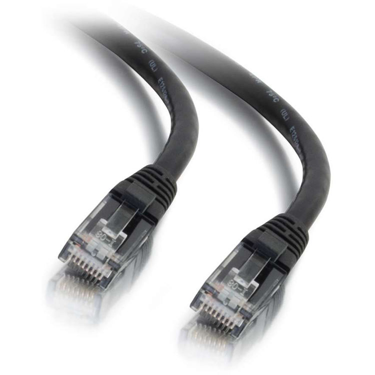Black 5 ft Cat6 snagless Ethernet patch cable with RJ-45 male connectors — view 2