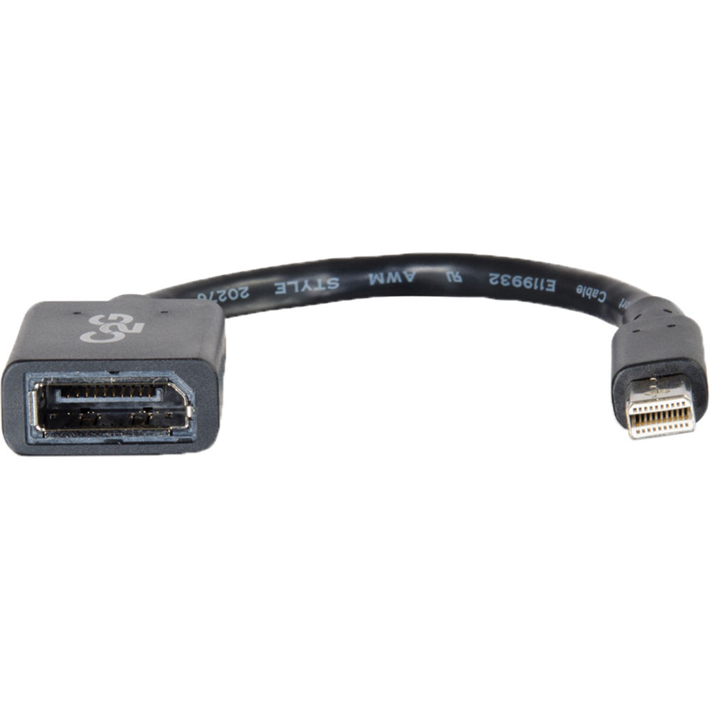 Black 6 in Mini DisplayPort male to DisplayPort female adapter — view 2