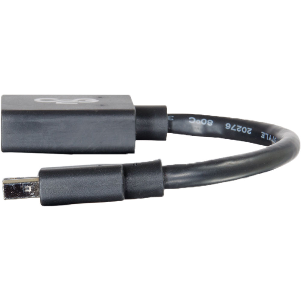 Black 6 in Mini DisplayPort male to DisplayPort female adapter — view 3
