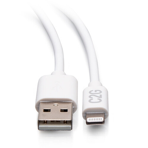 10 ft white Lightning to USB A cable for charging and syncing Apple devices — view 2