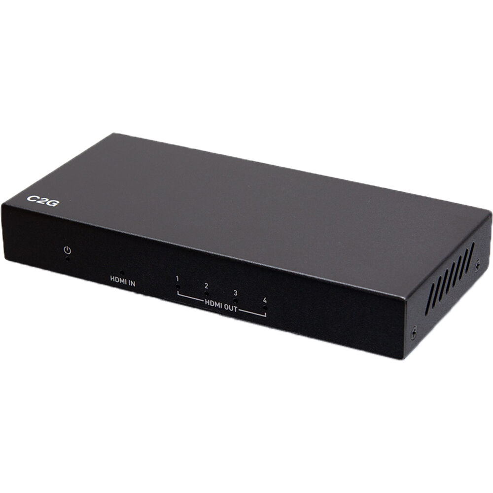 C2G 4-Port 4K HDMI distribution amplifier splitter for one source to four displays — view 3