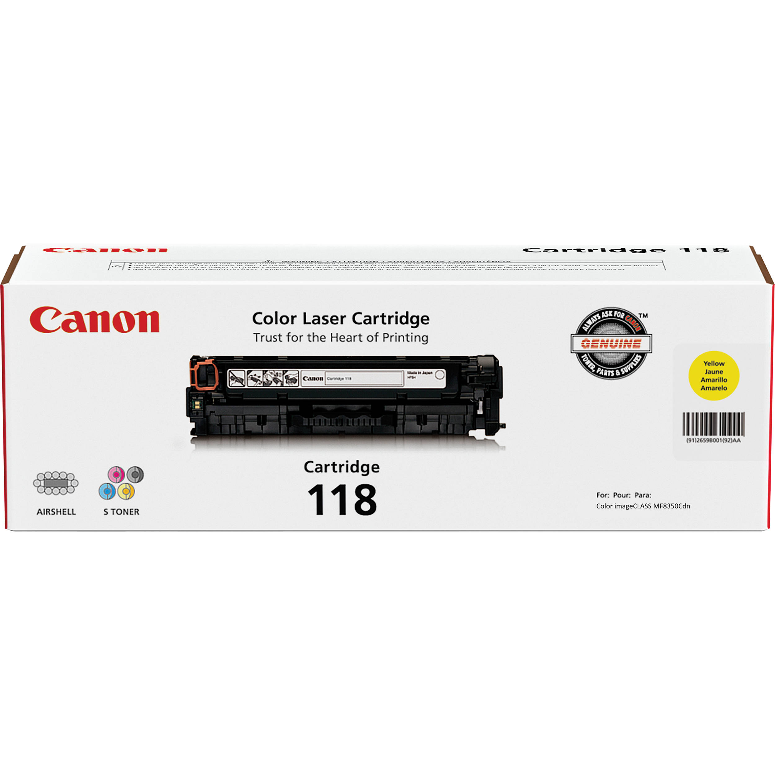 Canon CRG-118 Yellow Toner 2659B001 | Laser, OEM, LBP7200CDN