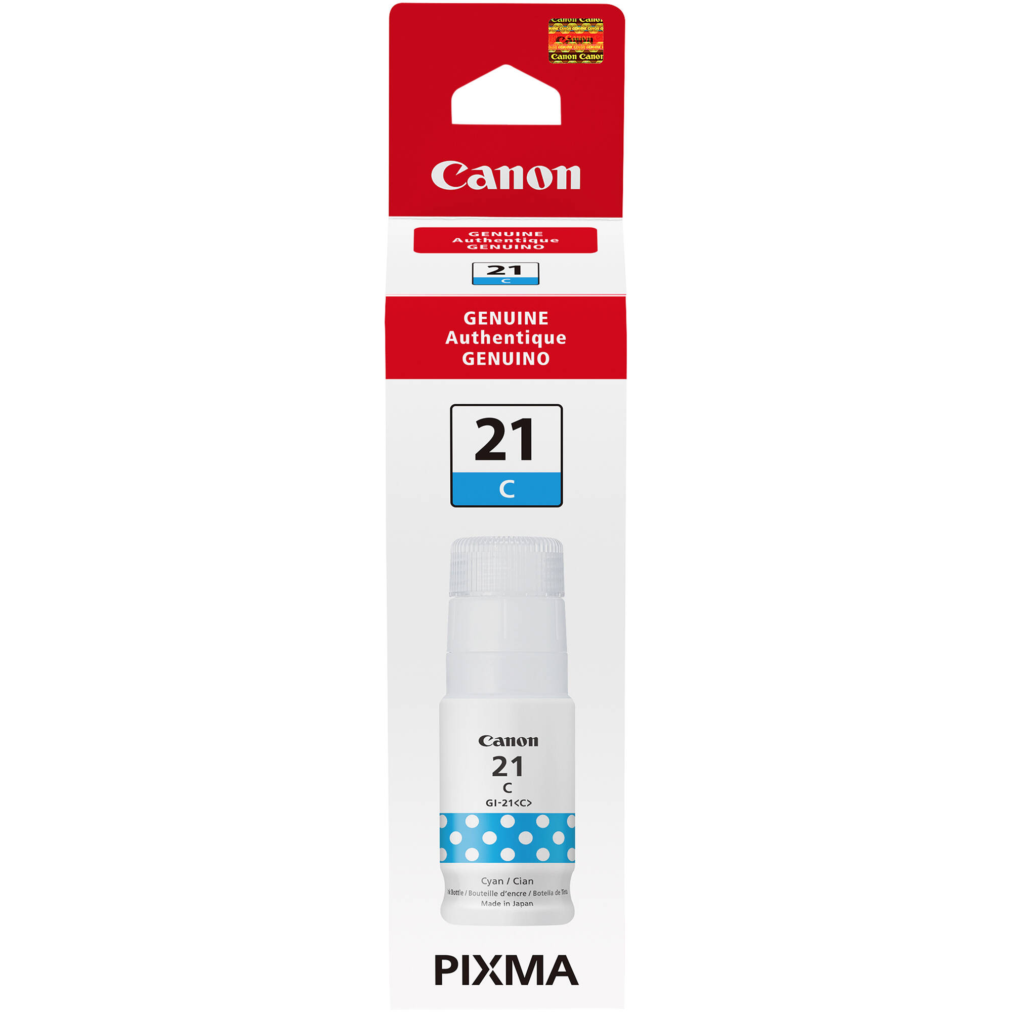 Canon GI-21 cyan ink bottle OEM 4537C001 for Canon MegaTank printers — view 2