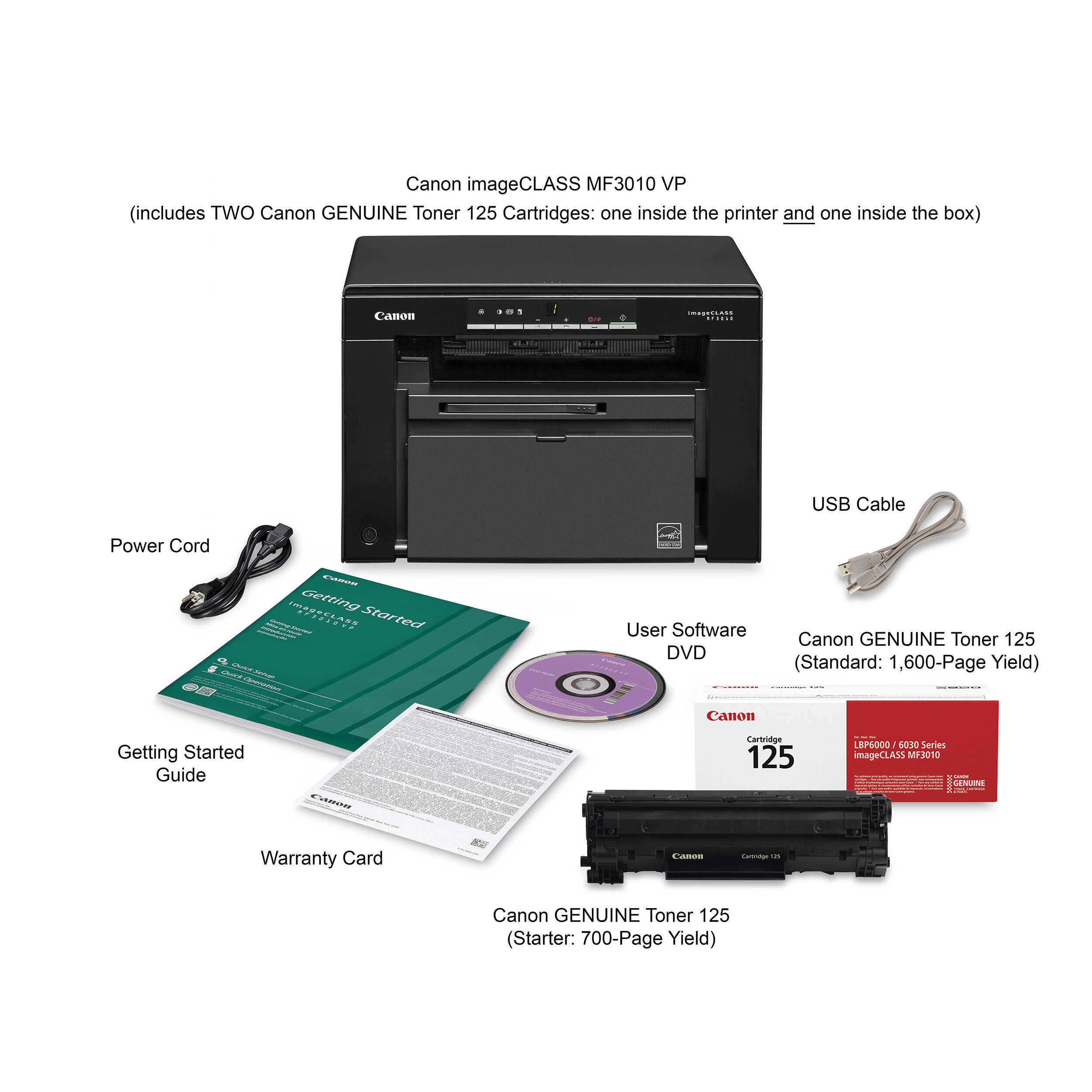Canon imageCLASS MF3010 VP compact mono laser all-in-one printer for print, scan, and copy tasks — view 13