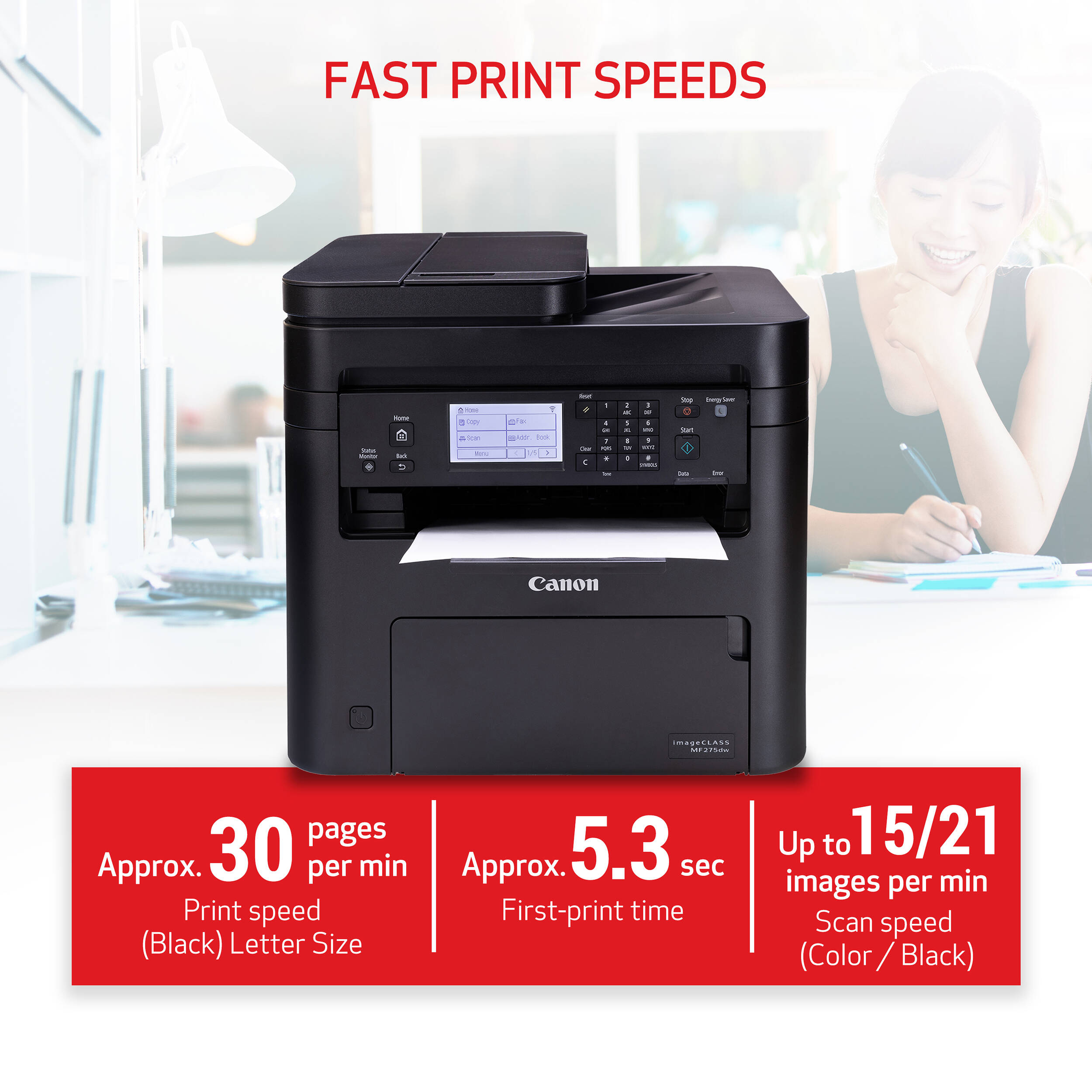 Canon imageCLASS MF275dw monochrome laser all-in-one printer with duplex printing and wireless connectivity — view 20
