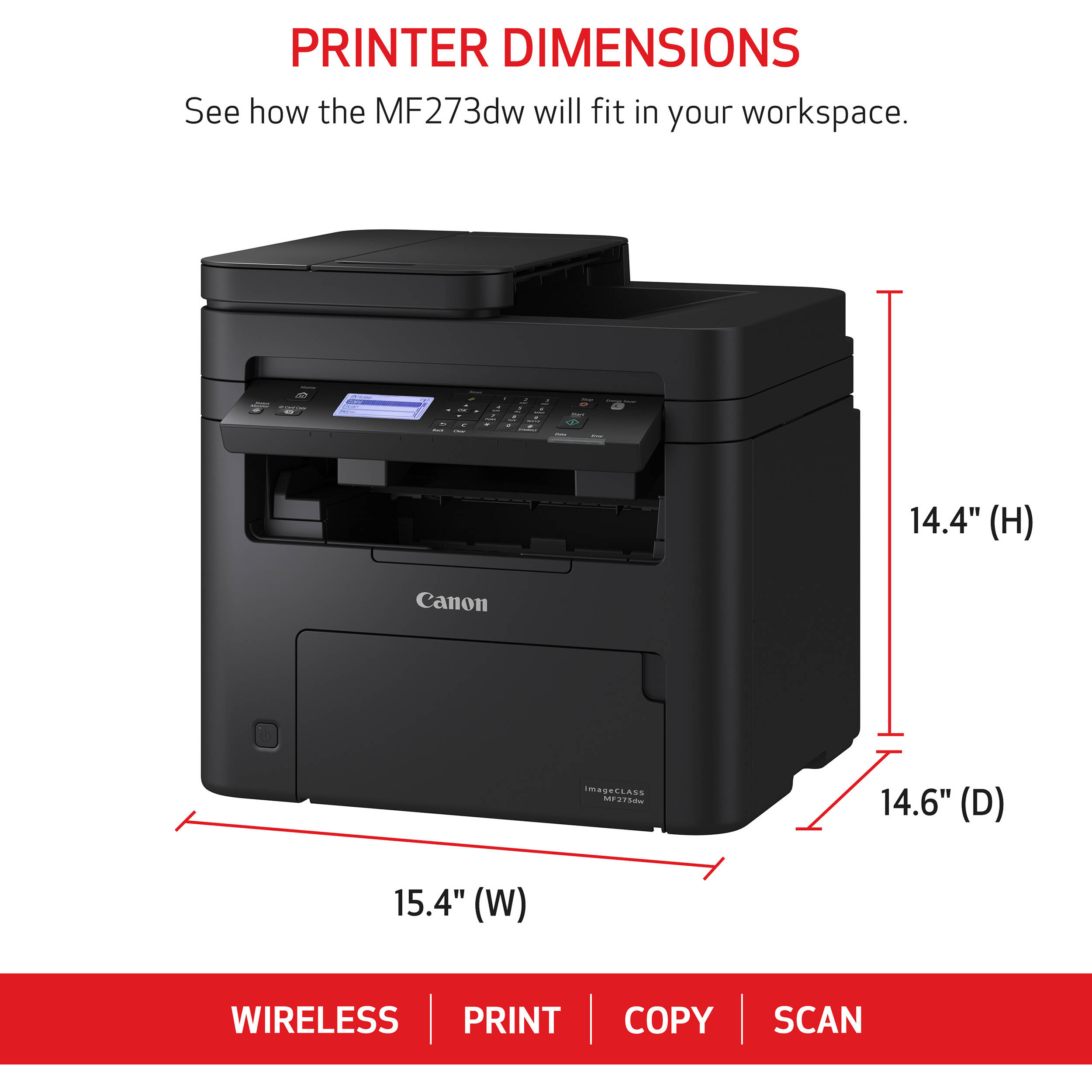 Canon imageCLASS MF273dw monochrome laser all-in-one printer with wireless and duplex printing — view 18