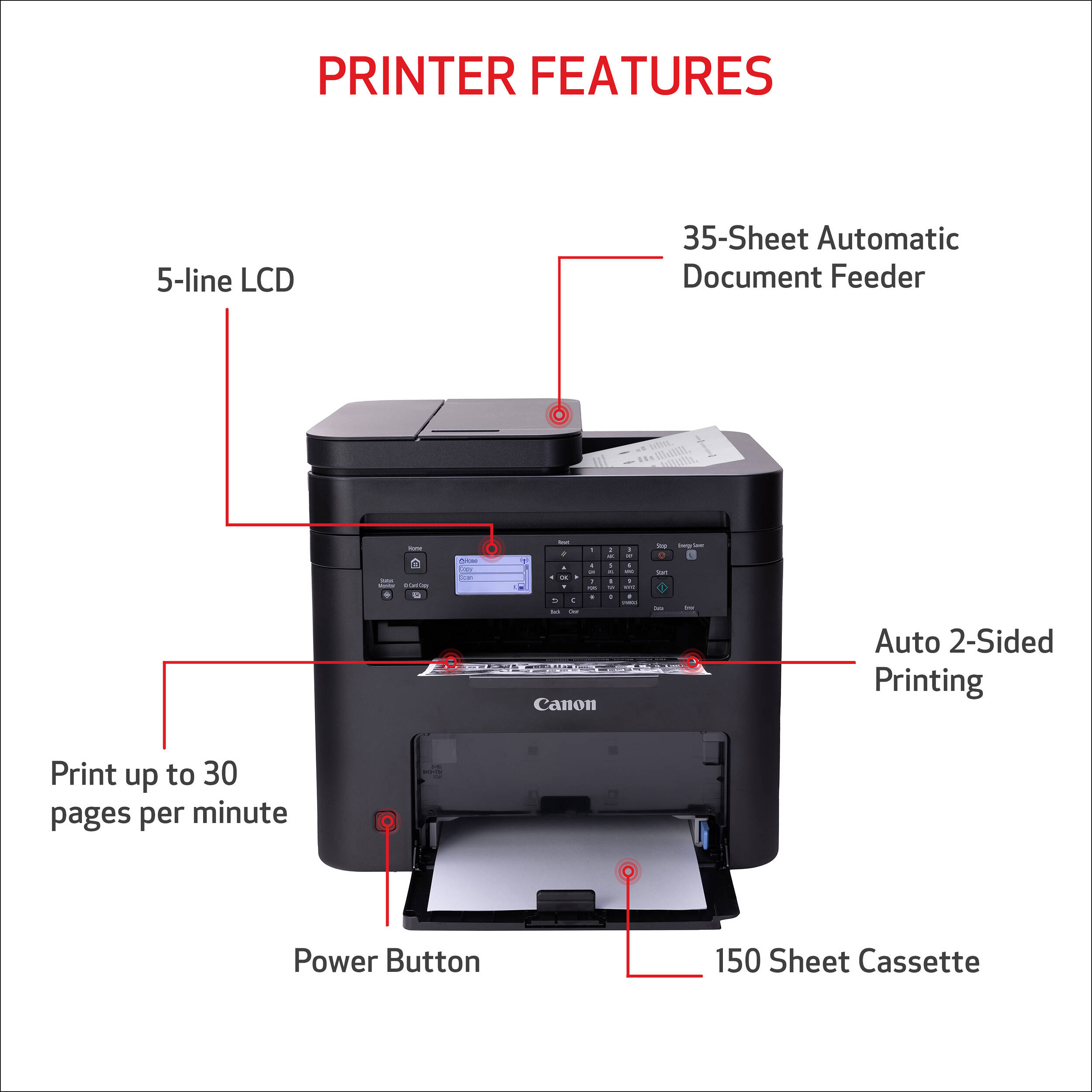 Canon imageCLASS MF273dw monochrome laser all-in-one printer with wireless and duplex printing — view 19
