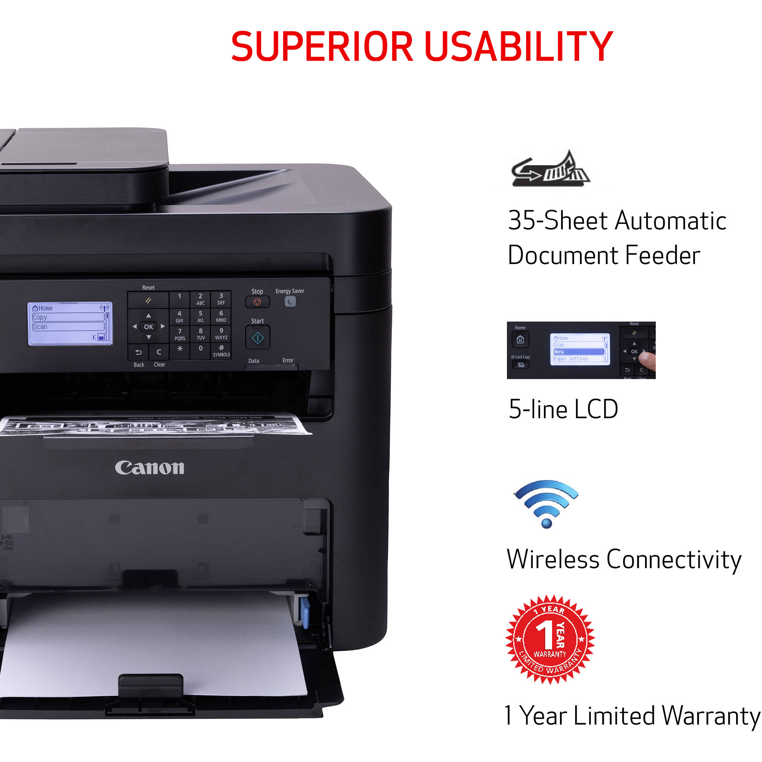 Canon imageCLASS MF273dw monochrome laser all-in-one printer with wireless and duplex printing — view 22