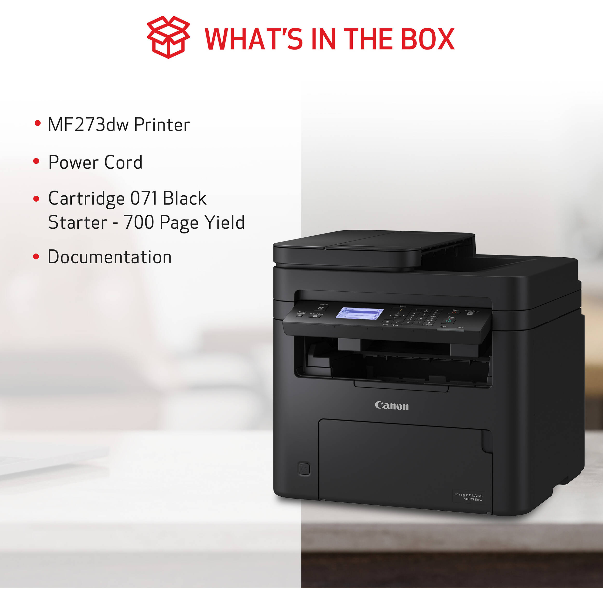 Canon imageCLASS MF273dw monochrome laser all-in-one printer with wireless and duplex printing — view 23