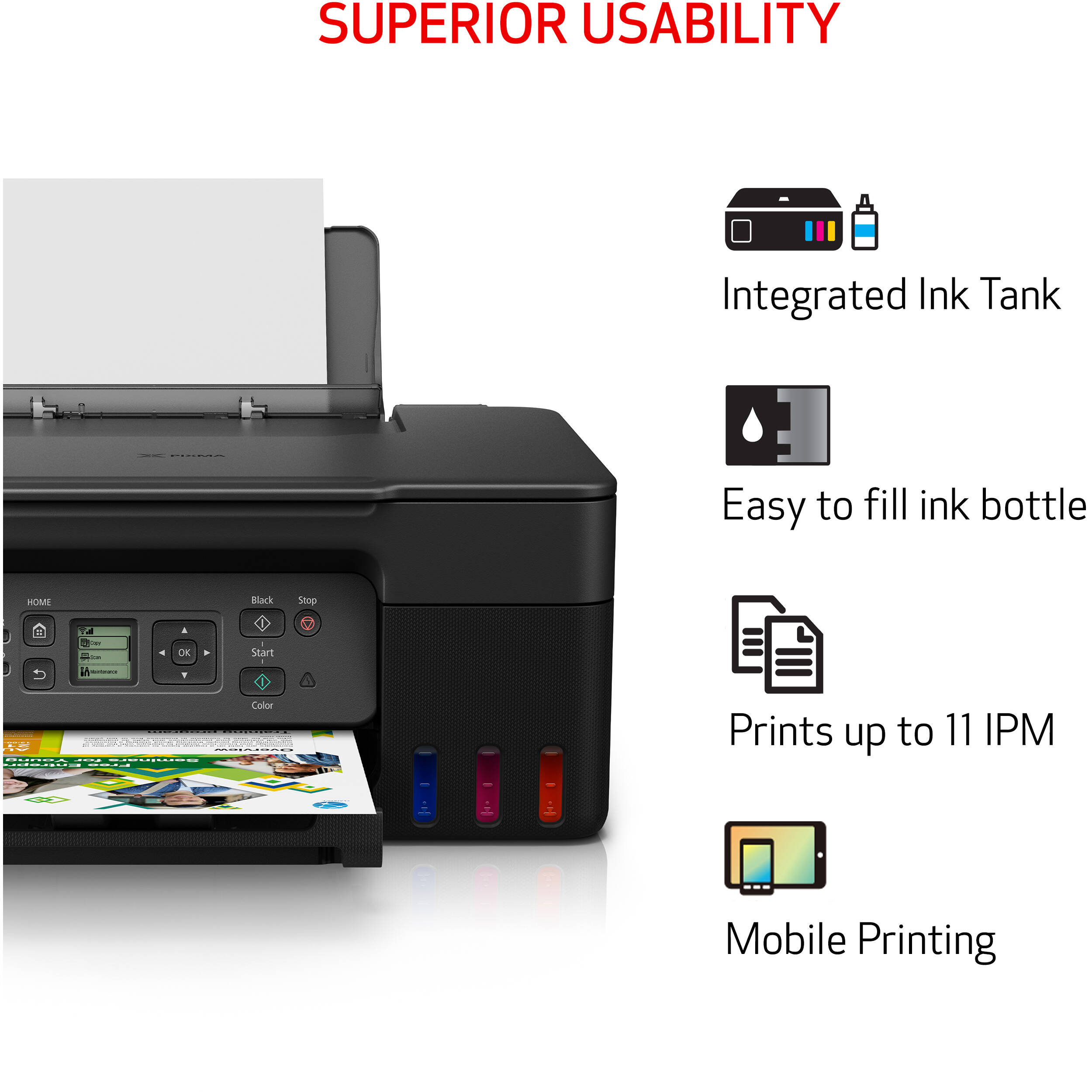 Canon PIXMA G3270 White wireless MegaTank all-in-one printer for print scan and copy — view 15