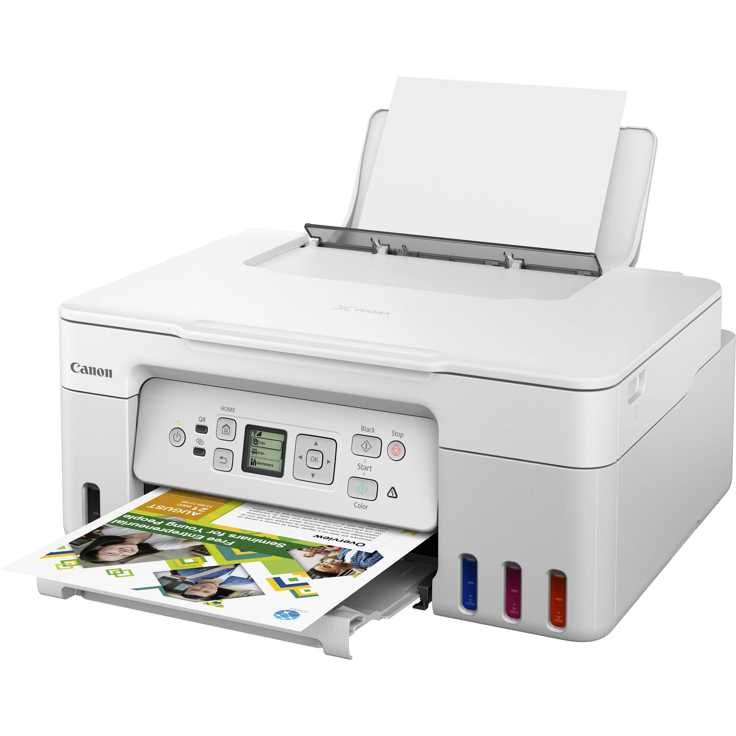Canon PIXMA G3270 White wireless MegaTank all-in-one printer for print scan and copy — view 2