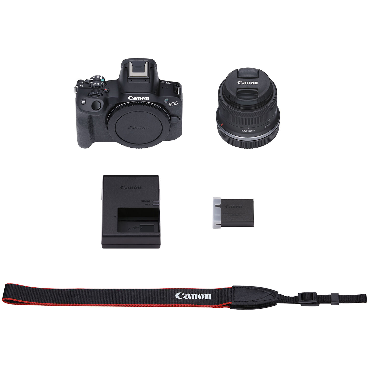 Canon EOS R50 mirrorless camera kit with RF-S 18-45 mm IS STM lens in black — view 10