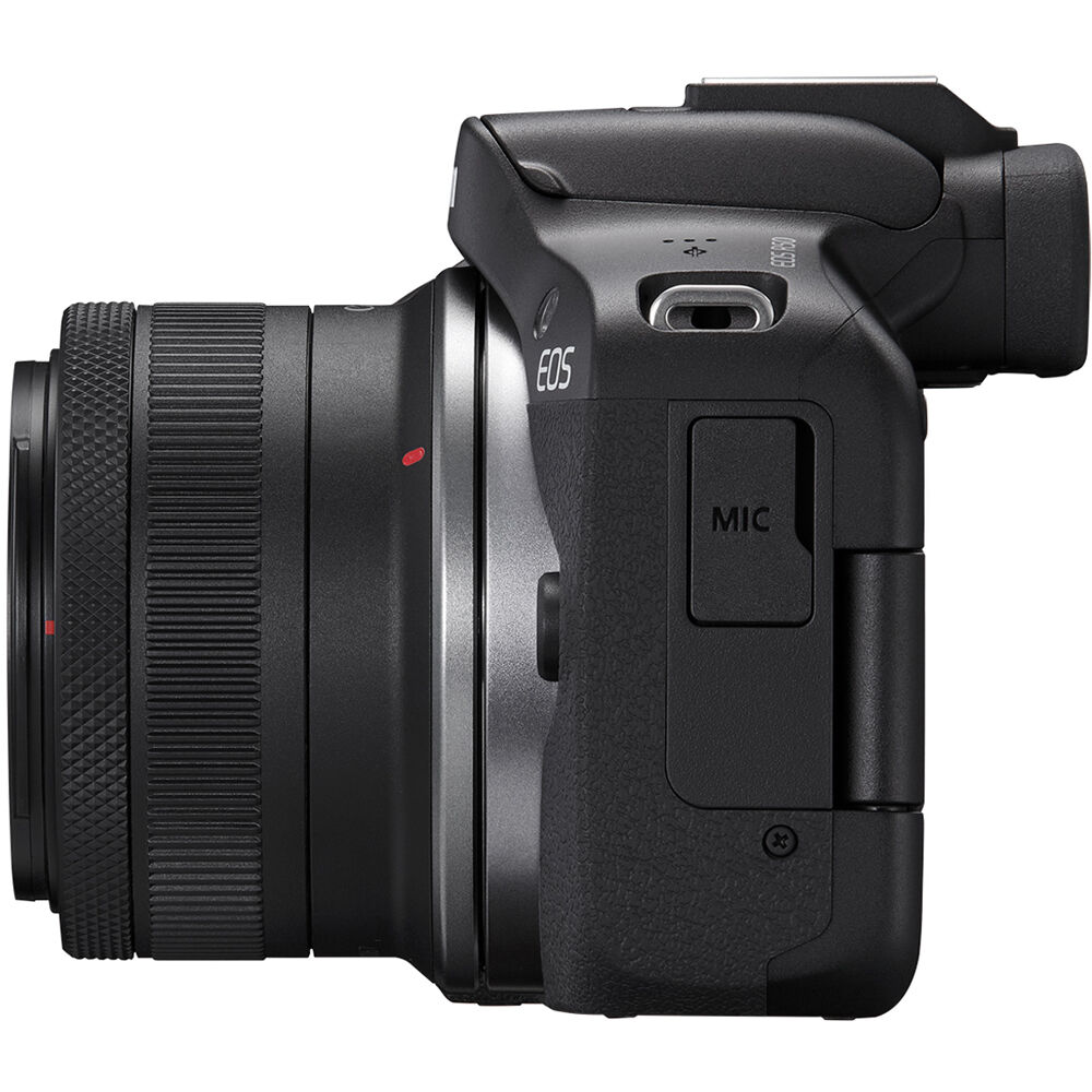 Canon EOS R50 mirrorless camera kit with RF-S 18-45 mm IS STM lens in black — view 5