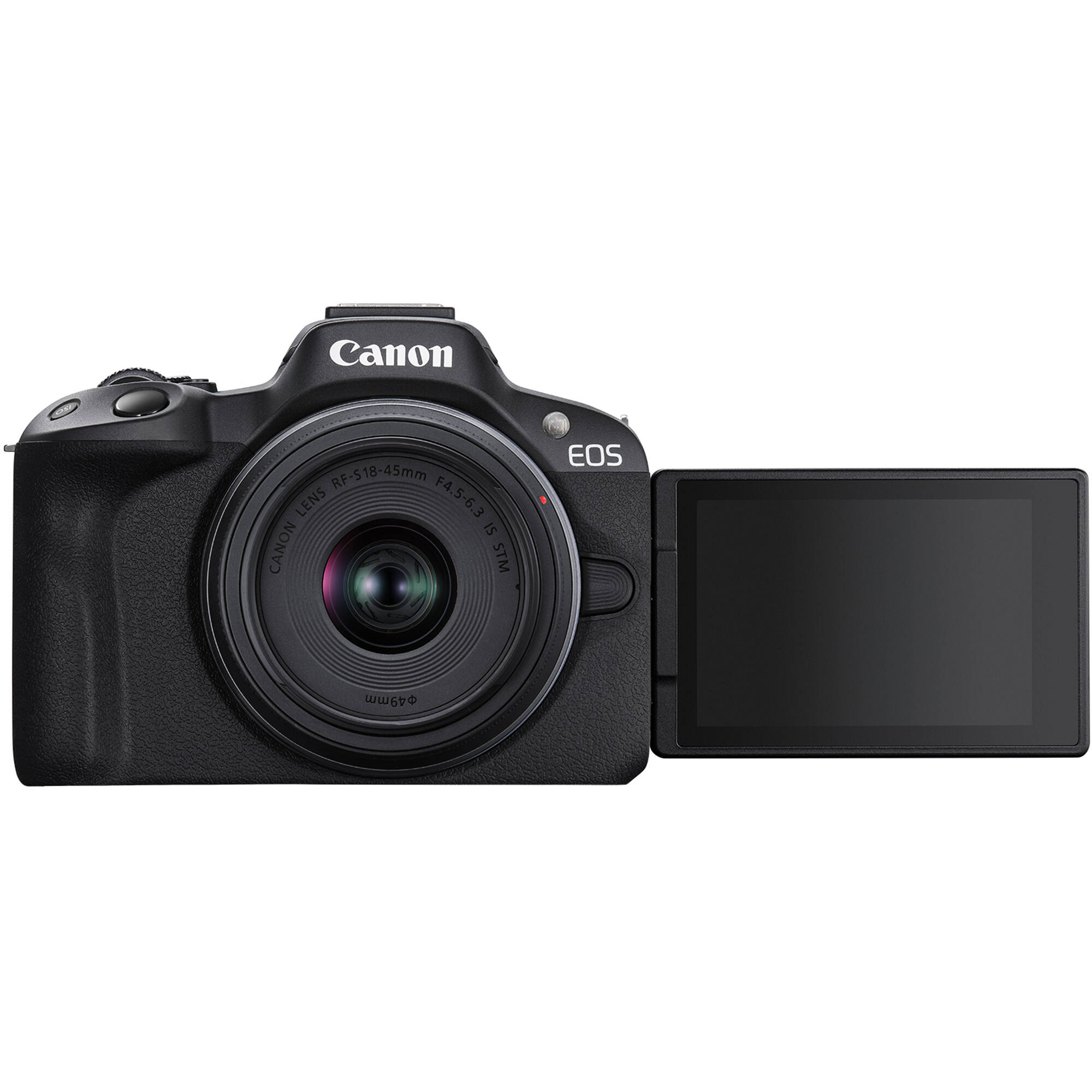 Canon EOS R50 mirrorless camera kit with RF-S 18-45 mm IS STM lens in black — view 8